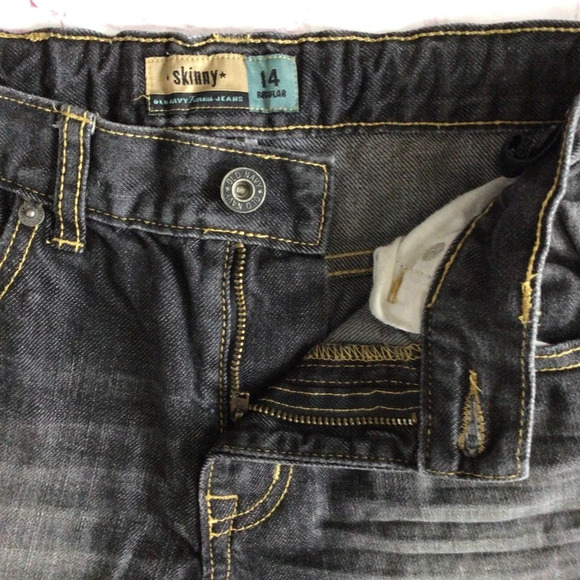 Old Navy Dark Gray Distressed Skinny Adjustable Waist Jeans - Size 14 - Picture 6 of 9